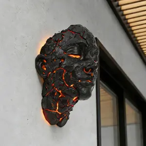 Cracked Face Wall Light, Decorative Sculpture Wall Light with Ambient Glow for Bedroom & Living Room & Bar Decor