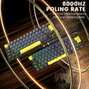 MAGIC-REFINER MK37 8K Rapid Trigger Gaming Keyboard, 0.04mm RT, 0.125ms Latency, 60% UK Layout Magnetic Switch RGB Keyboard for PC