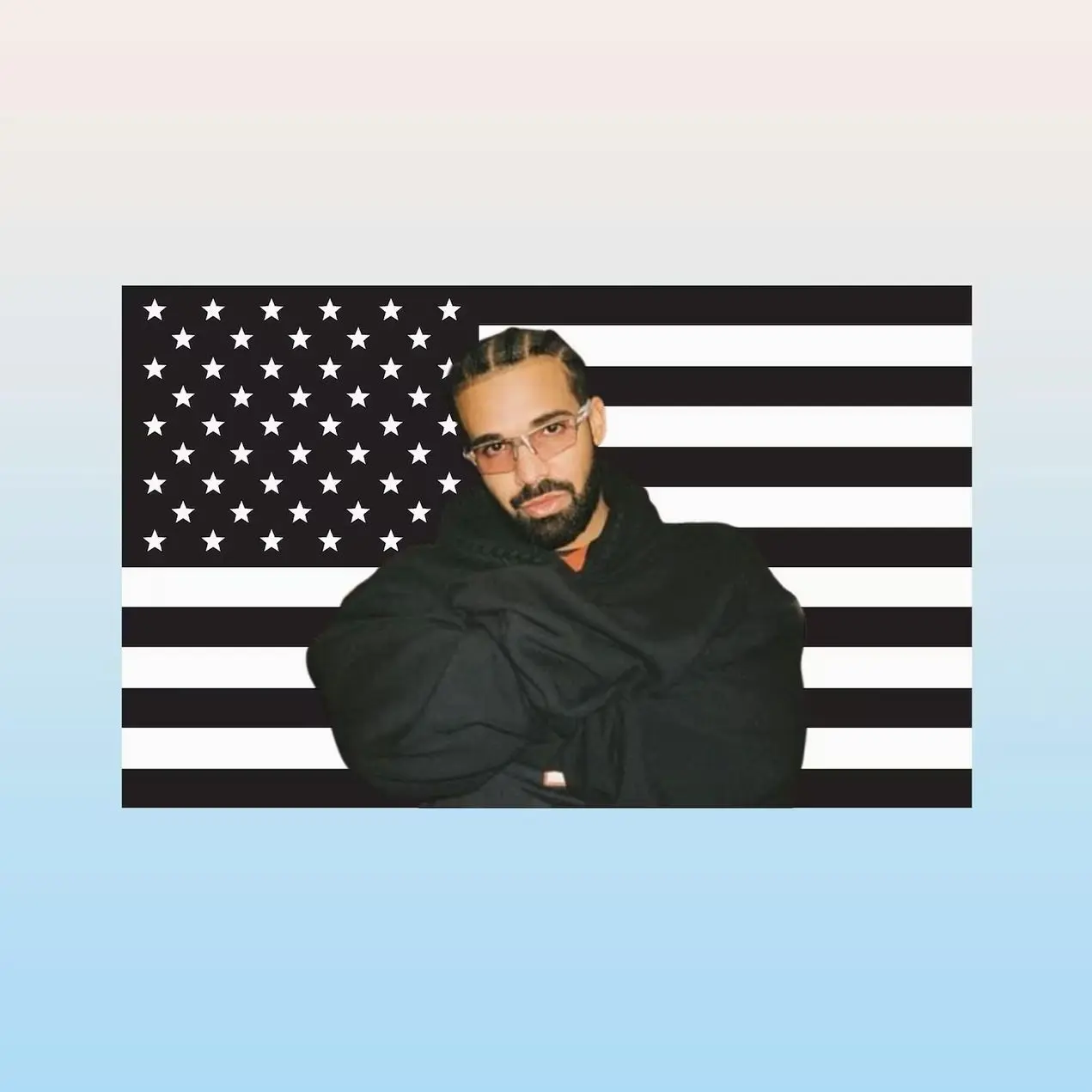 Drake Black American Flag Tapestry – Rapper Wall Art Decor | Dark Aesthetic Hip Hop Flag | Music Fan Room Decor