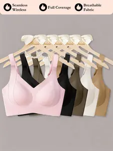 Women's Seamless Wireless Bra, Full Coverage Push-Up Design, No Steel Ring, Smooth Soft Breathable Fabric, All-Year Comfort