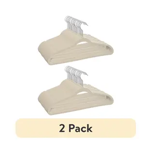 5409774678 - (2 pack) Velvet Adult Clothing Hangers, Beige, Non-Slip, Space Saving, 30 Count