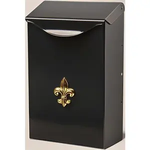 Black Wall Mount Mailbox, Galvanized Steel Small Capacity, Rust-Resistant Outdoor Mailbox, Durable Lockable Mailbox, Weatherproof Letterbox for Home