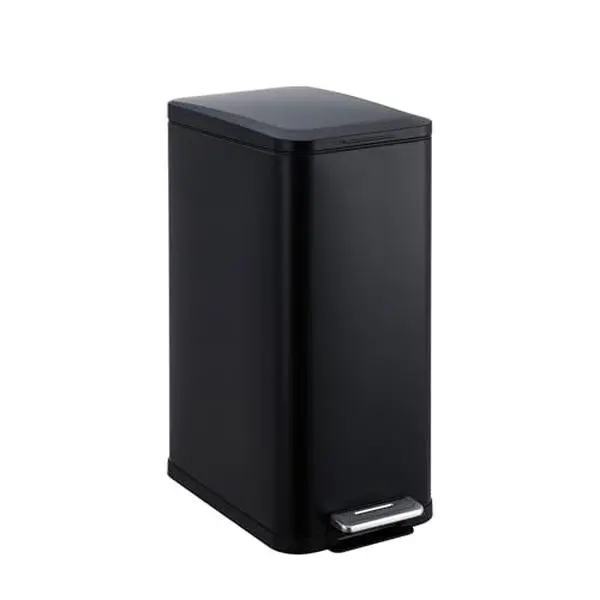 GARVEE 13.2 Gallon Stainless Steel Step Trash Can, Tall Vertical Garbage Bin with Soft-Close Foot Pedal, Fingerprint Resistant Kitchen Trash Can for Office Home（Black）