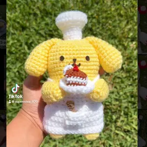 Crochet chef Pompom Dog