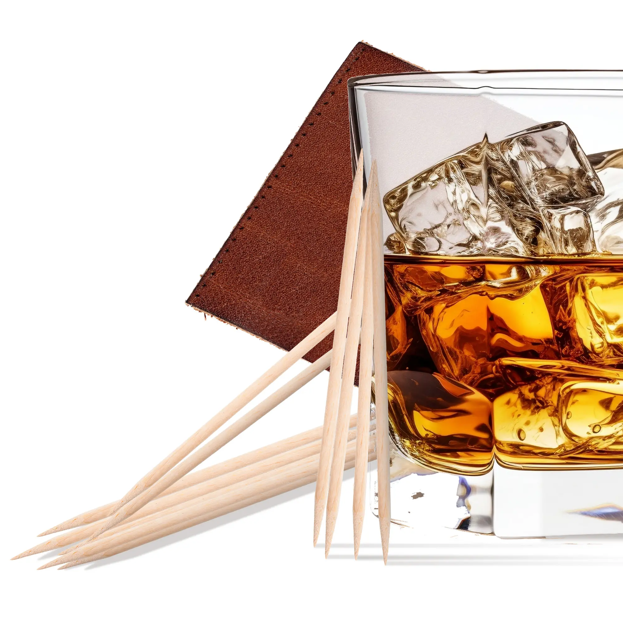 Licker Pickers Leather & Whiskey Flavored Toothpicks - 25 All White Birchwood Aged in Premium Spirits Oral Dental Floss Oral