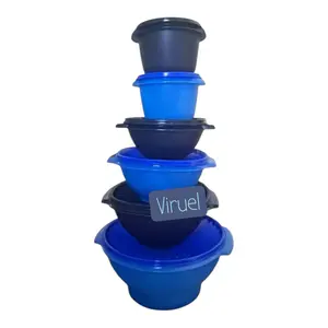 Tupperware Blue Servalier Set 6P-C 2-500ml 800ml 1.3L 1.8L 4L Stackable Containers for Food Storage