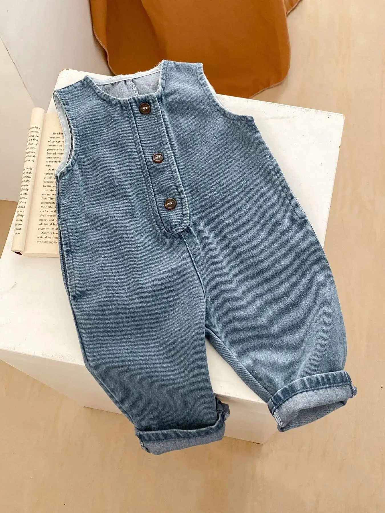 Toddler Girl's Denim Overalls Jumpsuit without Tee, Casual Sleeveless Jumpsuit for Spring & Fall, Kids Clothes for Daily Wear