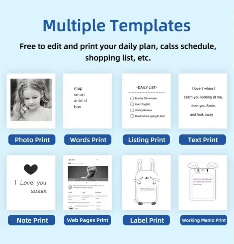 MINI Portable Thermal Printer Wireless Label Memo Machine 200dpi Bluetooth Inkless Pocket Imprimante Phone Notes Printing Paper with 3 White & 3 Color Rolls for Home Offices School. Once item is used no returns. All items have been tested by Manufacturer.