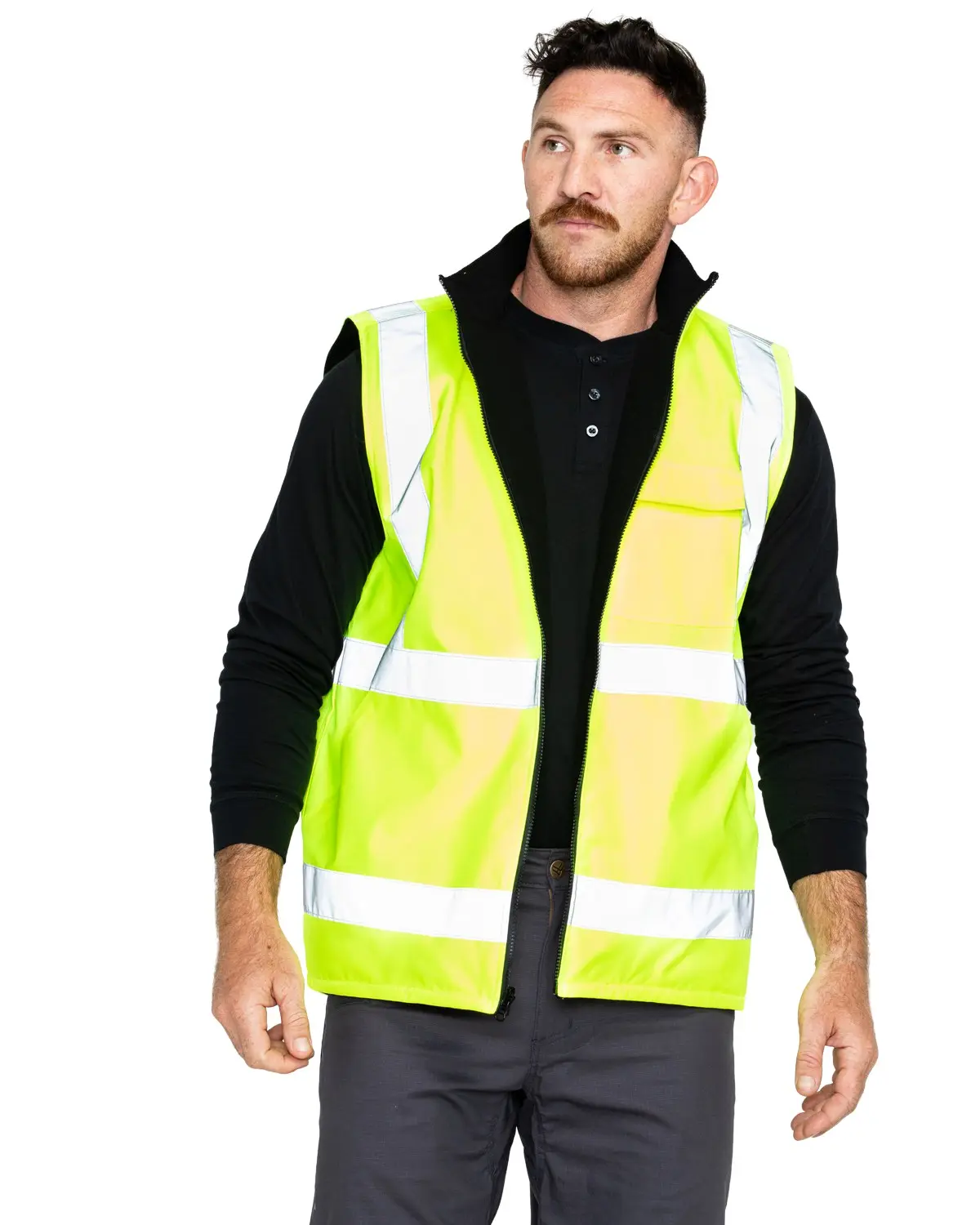 Hawx Men's Men'S Reversible Hi-Vis Reflective Work Vest Big And Tall - Hhv10x-Ylw