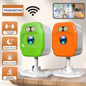 2 Pack Smart Security Front Door Cameras Indoor 1080P WiFi Pet Camera with Phone App Motion Detection AI Human Tracking Full Color Night Vision Two Way Audio Easy Setup for Home Elder Monitor