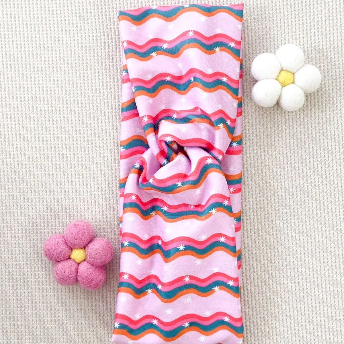 Snowflakes Pink Retro Christmas Headband