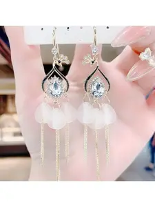2026 New Peacock Crystal Earrings, Trendy Instagram Style Fringe Drop Earrings, Long Elegant Ear Jewelry for Women