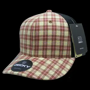 212 MAIN Unisex Trucker Cap - 6-Panel Mid-Crown Structured Plaid Print, 6018-233 Black, Mesh Design, Snapback Closure, 1 Size Fits Most, Mesh Hats