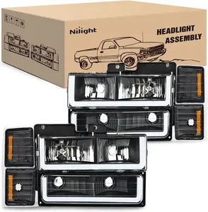 Nilight Headlights Assembly Led DRL for Chevy Silverado 1500 2500 3500 1994 1995 1996 1997 1998,1994-1998 Tahoe / C10 / CK/Suburban,(Side Maker Light Not for GMC Yukon) switchback