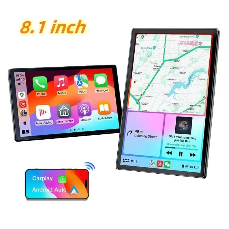 10.26 Inch 4K Ultra HD/8.1 inch 1080P Portable Car Stereo with Wireless Carplay screen, Carplay Radio touchScreen,Car Video Player，Vehicle Car Enterta