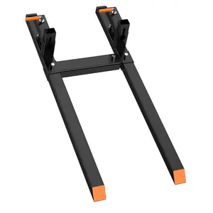 GARVEE Heavy Duty 43" Tractor Bucket Pallet Forks with 2000 Lbs Clamp-On Fork Attachment for Skid Steer and Loader, Featuring Adjustable Stabilizer Bar for Enhanced Stability and Performance