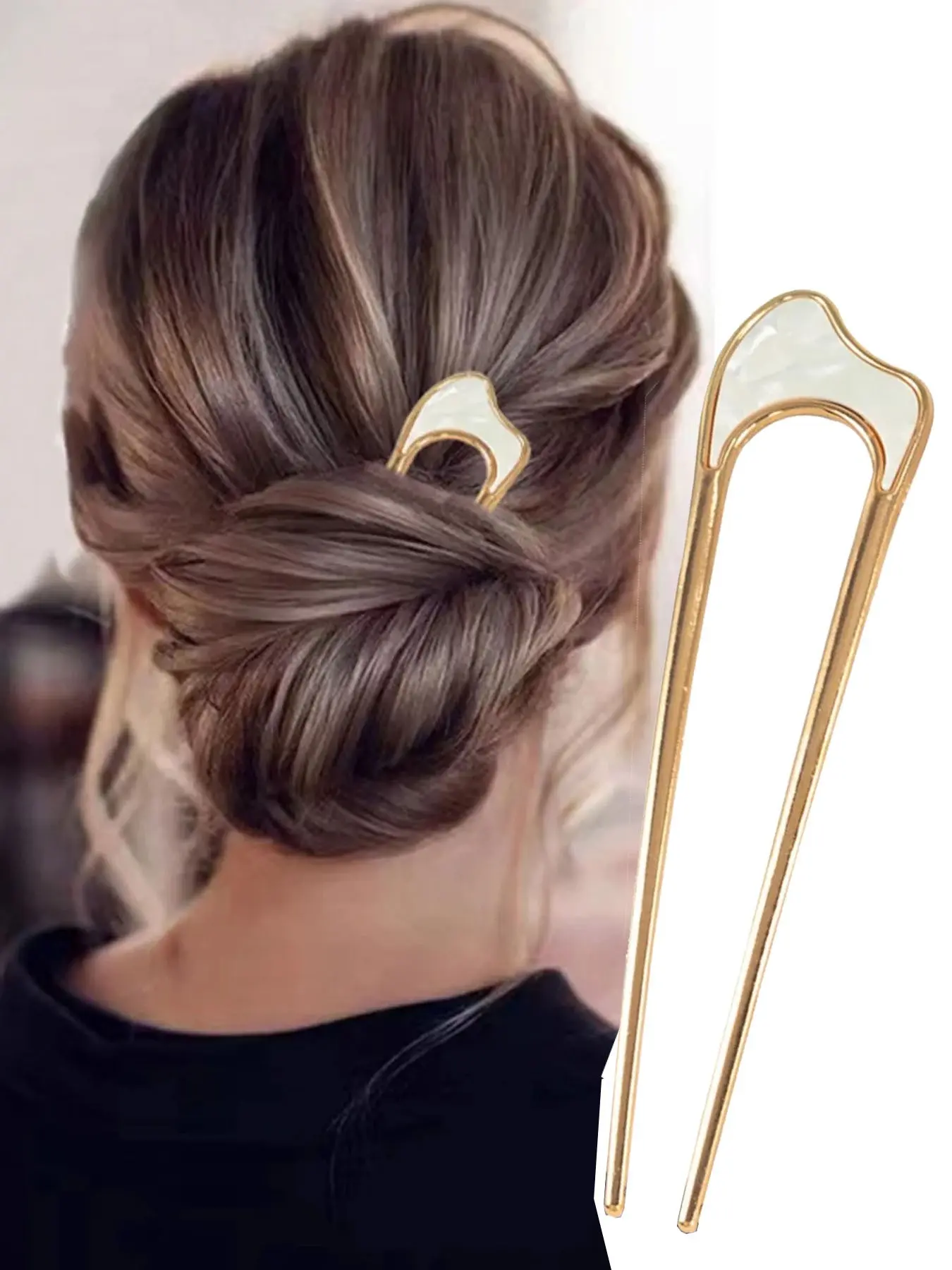 【U-Shaped Hair Pins】French Hair Pin, U-shaped Hair Pins for French Twist Hair, Updo Hair Pins for Women, Vintage French Hair Sticks Fork for Thick Thin Hairs Buns Chignons, Gold U-Shaped Hair Sticks For Women, Hairpins, Decorative Hair Pins