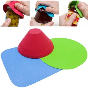 Multi Purpose Reusable Rubber Jar & Bottle Lid Opener Set of 3, Fits Most Bottle and Jar Lids