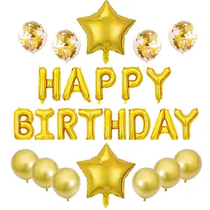 25pcs Happy Birthday Balloon Set - Atmosphere Decoration: Gold