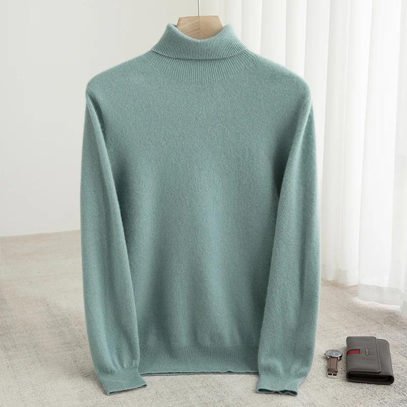 Men's Turtleneck Wool Sweater Men  Autumn and Winter Large Size Loose Knitted Sweater Keep Warm Top Men Jumper