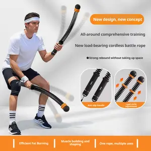 Cordless Spring Battle Rope-3-Generation Design for Home &Outdoor Fitness |   Full-Body Workout for Arm Muscle Building, Strength Training & Endurance Boost Portable Exercise Rope for Men & Women(Comes with a pair of randomly colored wrist guards as a gif