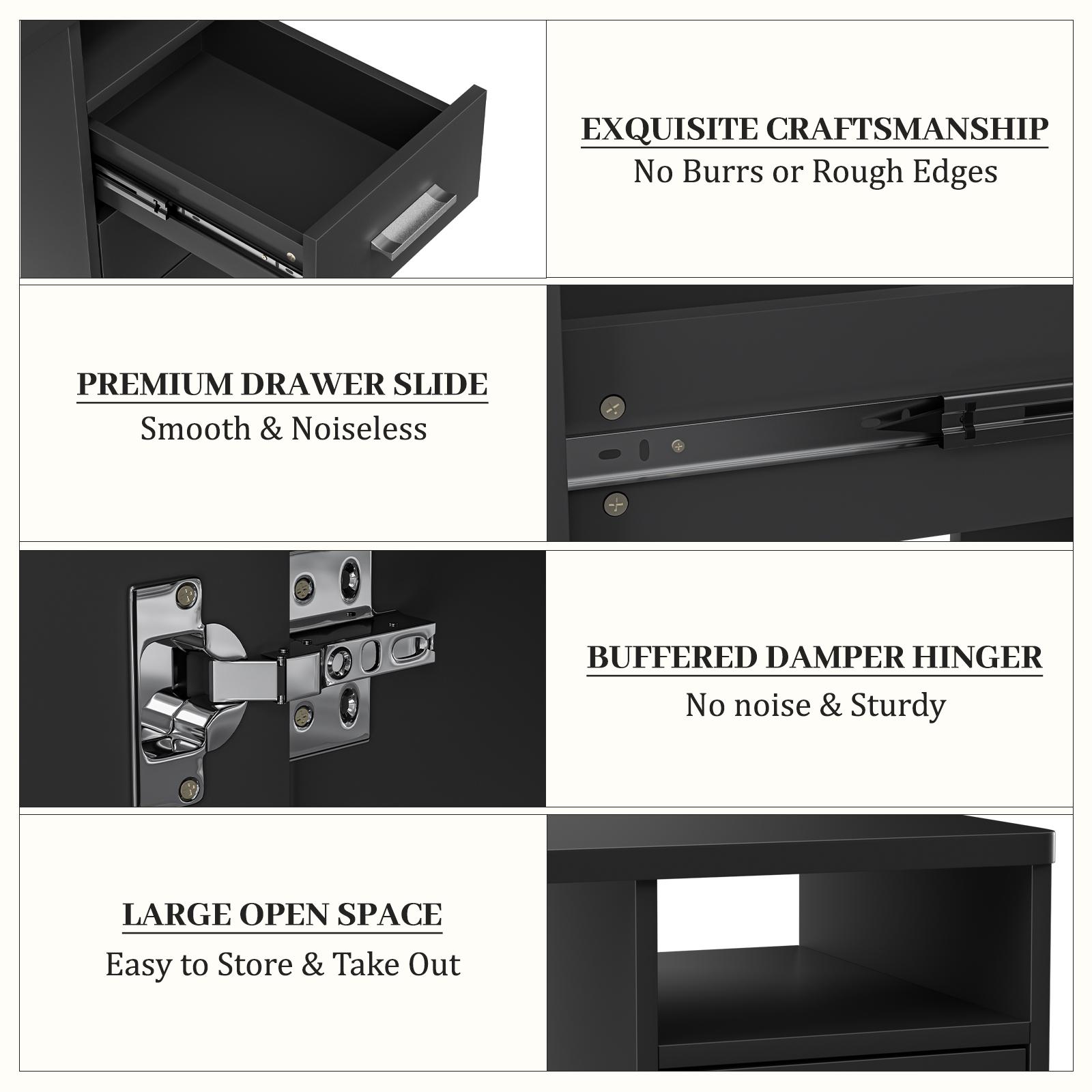 Manicure Table for Nail Tech with 3 Storage Drawers Wrist Cushion Professional Nail Station for Salon Pub