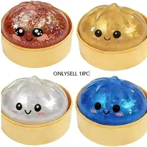 Giant Shiny Dumpling Soft Toy, Super Large RainbowStress Relief Squeeze Toy, Cute Anxiety Reliever, IncludesSteamer Box, Suitable for Adults and Kids