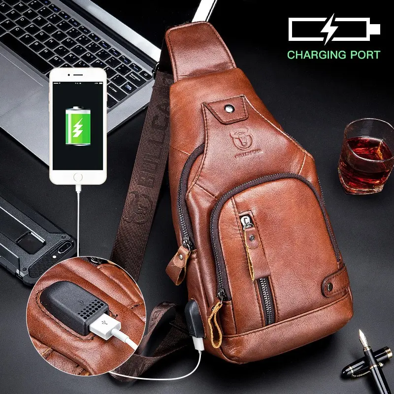 MME Soft Leather Crossbody Bag | USB Charging Port Shoulder Purse | Lightweight Everyday Travel Handbag