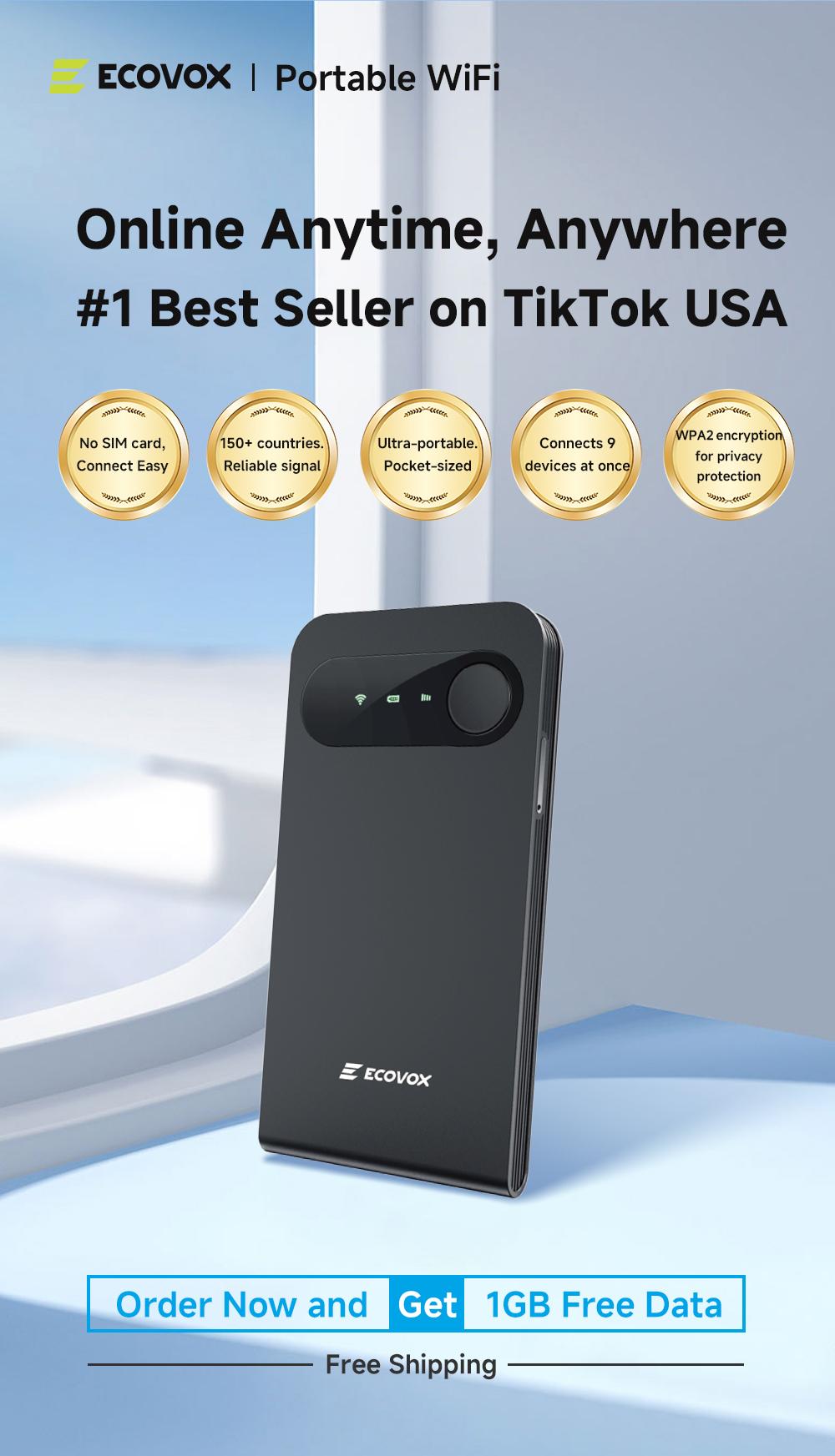 ECOVOX 4G Mini Portable WiFi Hotspot No SIM Card Free 1GB Data Connects ...
