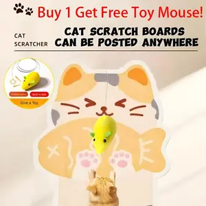 Wall Scratch Pad for Cats – [Buy One Get One Free + Free Toy Mouse Included] Anti-Scratch Cardboard Protector for Furniture, Walls, Doors, Glass – Cat Tower Alternative – Comes in Various Styles – Kitten & Cat Supplies
