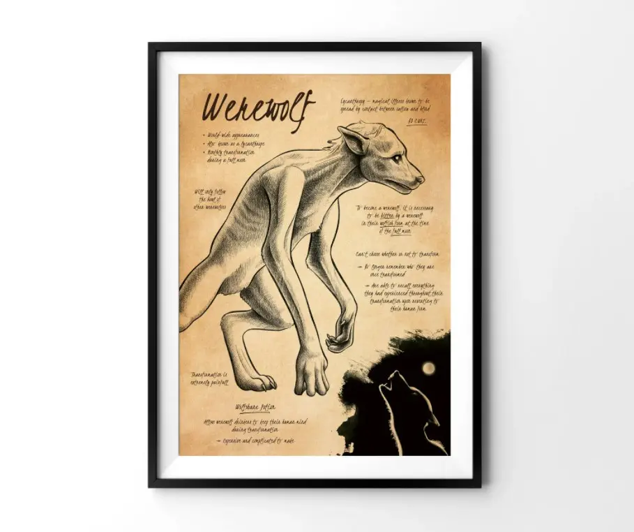 Werewolf Poster, HP Poster, HP Wall Hanging, HP Magic Animal Poster, Potterhead Home Decor, HP Wall Decor, Wizard World Poster 395918