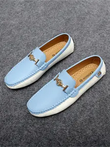 New Men's Loafers, Pu Leather Loafers, Slip-On Moccasins, Flat Casual Shoes, Non-Slip Slip-On Shoes, Breathable, Comfortable, and Versatile Flat Shoes with Non-Slip Rubber Soles Footwear