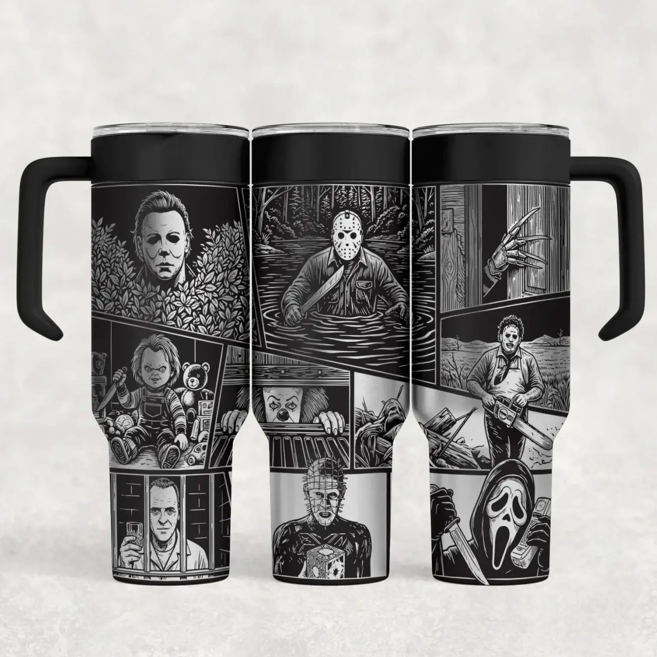 40oz Laser engraved Horror scary Halloween tumbler etched custom