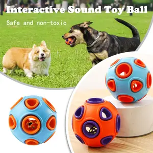 pet toys Dog cat Balls with Bell Sound, [2 Pack] RubberBouncy Fetch Ball for Puppies Small Dogs, 2'Interactive Pet Chew Toys（The shipment includes two with bells.）