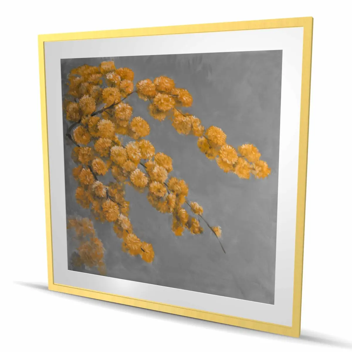 Begin Home Decor C1FM4848TAQV5F 48 x 48 in. Golden Wattle Plant Framed Print Wall Art - Home Decor Botanical Art