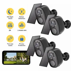 Solar Camera Outdoor Wireless 2K Color Night Vision Security Cameras with 360°View Battery Powered Two Way Audio PIR Motion Detection 2.4GHz & 5GHz WiFi IP65 Waterproof