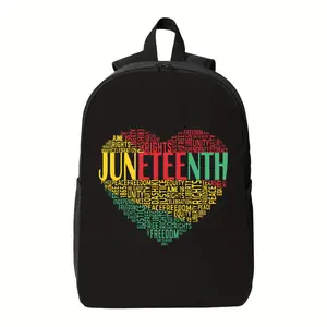 Juneteenth Heart Backpack - Large Capacity, Ergonomic Laptop Bag with Colorful "I AM AFFIRMED" Design, Ideal for Travel, Outdoor Activities, and School, School Backpack | Vibrant Print Bag | Durable Zipper Closure, Backpack for Travel, For Teenager