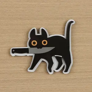1pc/2pcs "Ninja Cat" Funny Black Cat Fridge Magnet, Soft Magnetic Fridge Magnet, a Gift for Cat Lovers, Creative and Funny Cat Fridge Magnet, Fridge Decoration, Decor, Unique Design