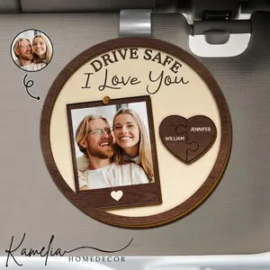 Drive Safe I Love You Car Visor Clip Custom Photo, Personalized Couple Picture Sun Visor Clip, Personalized Photo Car Visor Clip, Drive Safe Gift For Couple