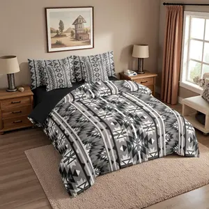 7 Pcs Vintage Southwestern Comforter Set,with Sheets Rustic Western Aztec Bed in A Bag,Boho Geometric Farmhouse Bedding Sets,for Men Adults Exotic Tribal Nordic Style Bed Set,