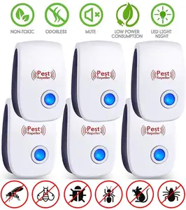 6 Packs Ultrasonic Pest Control Repeller, Electronic Pest Repellent Plug in Indoor for Insect Roaches Spider Ant Bug Mosquito Mouse Repellent for House Kitchen Garage Warehouse ultrasonic pest