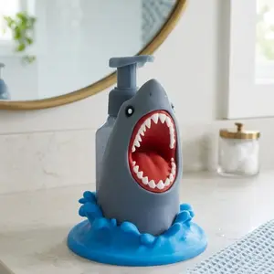3D Printed Shark Foaming Soap Holder | Cute Ocean Bathroom Decor | Fits Bath & Body Works Foaming Soap Bottles | Novelty Shark Week Gift