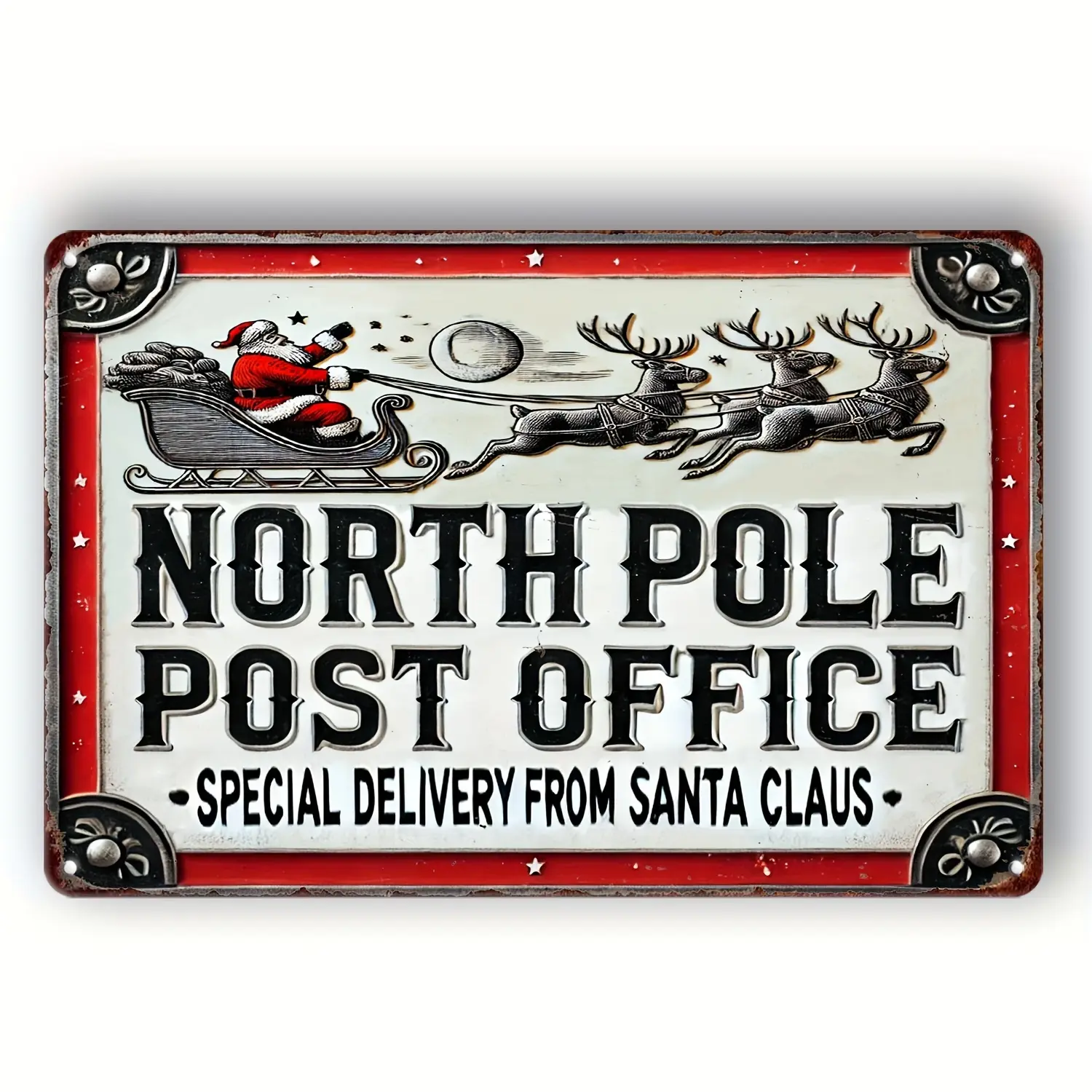 Santa Claus Special Delivery 8x12 Tin Sign - Fun Retro Metal Decor for Home, Bar, Garage, Coffee Shop, Kitchen, Restaurant, Man Cave, Bedroom, Farmhouse -  For Christmas Decor - Perfect Gift for Christmas