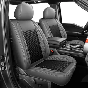 For Ford F150 Seat Covers 2009-2026, F250 F350 F450 2017-2026 Luxury Leather Ice Silk Truck Seat Covers, Custom Fit Full Set Easy Clean Stain Proof Wear Resistant Pickup Seat Cushion Protector Interior Accessories fathersdaygift