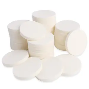 50 Pieces White Round Makeup Sponge Facial Powder Puff Cosmetic Sponge Round Foam Pad Beauty Makeup Eye Face Foundation Powder Blender for All Skin Types, Wet and Dry Dual Use
