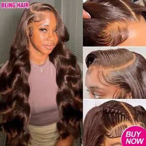 Bling Hair Chocolate Brown 13x4 13x6 Lace Front Human Hair Wigs For Women Brazilian Body Wave Lace Frontal Wigs 100% Real Human Hair summervibes