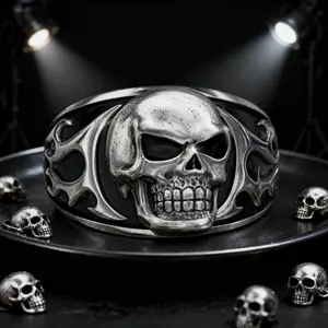 Antique Silver Zinc Alloy Skull Ring! Personalized Hip - Hop Style with "FEAR NOTHING" Design
