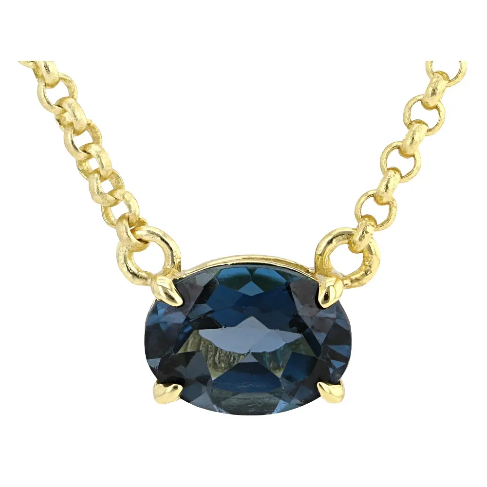 JTV London Blue Topaz 18k Yellow Gold Over Brass Necklace 1.32ct