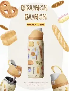 🍓Owala Brunch Bunch FreeSip Insulated Stainless Steel Water Bottle – Cute Food Aesthetic Leakproof Lid – 24oz 32oz