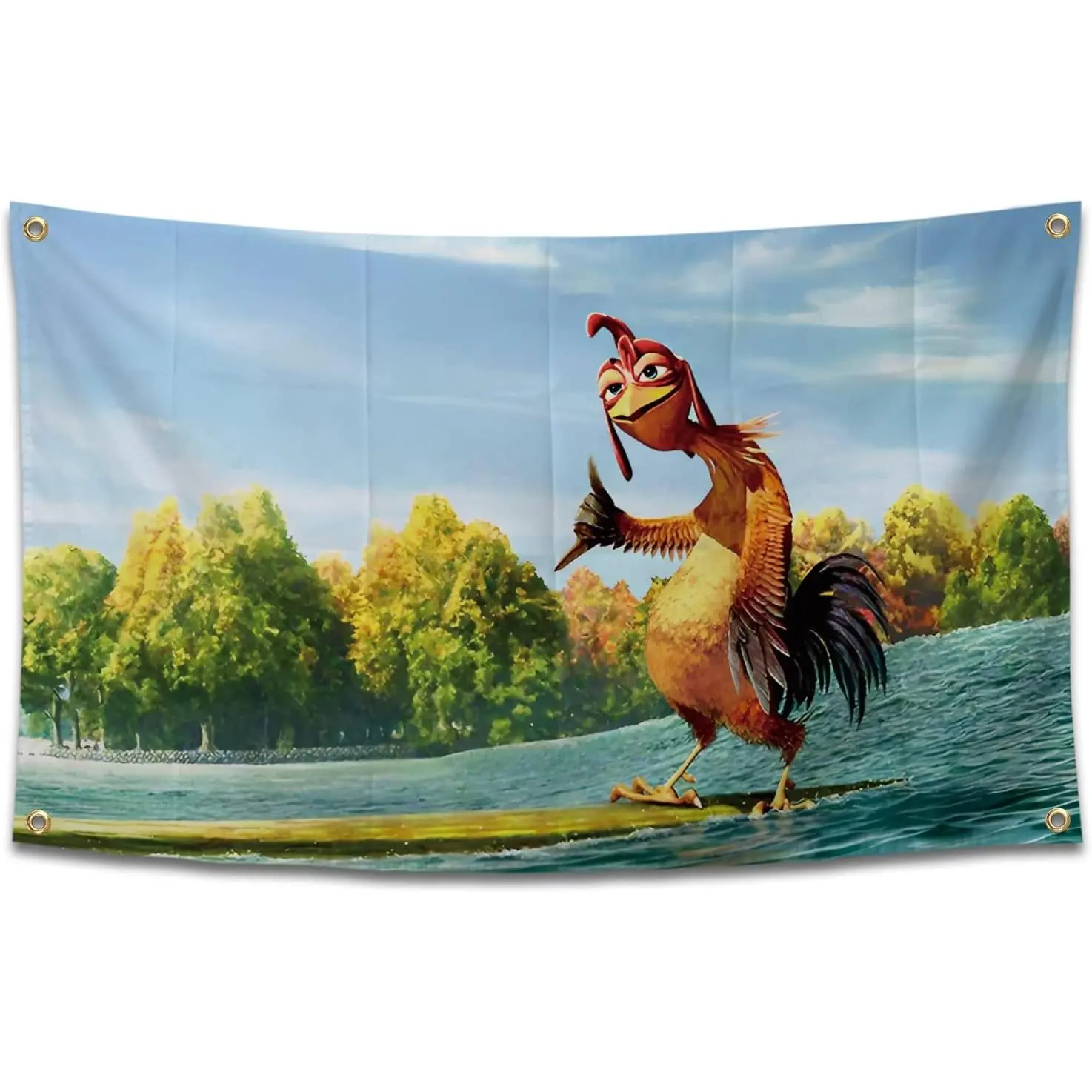 Funny Print Chicken Wall Tapestry - Durable Man Cave Flag with 4 Brass Grommets, Fade Resistant, Machine Safe, High-Resolution Chic Design, Wall Tapestry Room Decor for College Dorms, Outdoor Events, Tapestry Wall Decor